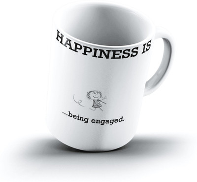 

Ucard Happiness Is1193 Bone China, Ceramic, Porcelain Mug(325 ml), Multicolor