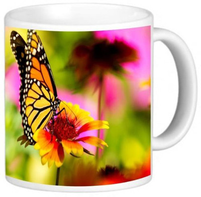 

Rikki Knight LLC Knight Photo Quality Ceramic Coffee, 11 oz, Monarch Butterfly on Flower Ceramic Mug(60 ml), Multicolor