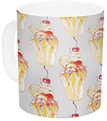 

Kess InHouse InHouse Louise Cake Cupcake Ceramic Coffee, 11 oz, Multicolor Ceramic Mug(60 ml)