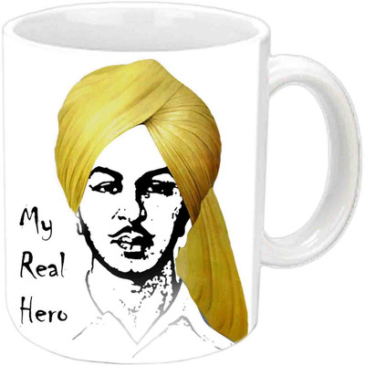 

Raj Laxmi Real Hero Bhagat Singh White Ceramic Mug(350 ml)