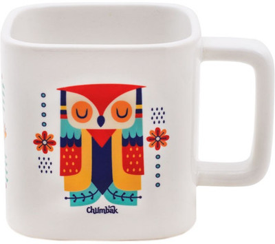 

Chumbak Artsy Owls Square Ceramic Mug(252 ml), White