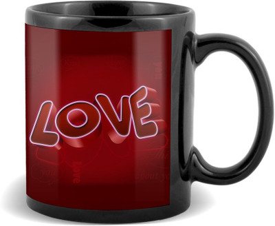 

SKY TRENDS Love with heart Black Coffee Valetine's Ceramic Mug(320 ml)