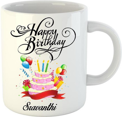

Huppme Happy Birthday Sravanthi White (350 ml) Ceramic Mug(350 ml)