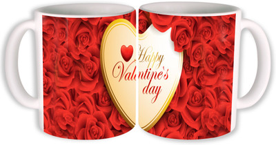 

PhotogiftsIndia Happy Valentine Day With Rose Ceramic Mug(325 ml, Pack of 2)