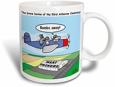 

3dRose Cow Bomb Ceramic, 15 oz, White Ceramic Mug(60 ml), Multicolor