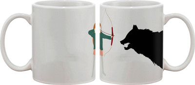 

Artifa Girl Shooting Wolf Porcelain, Ceramic Mug(350 ml), Multicolor