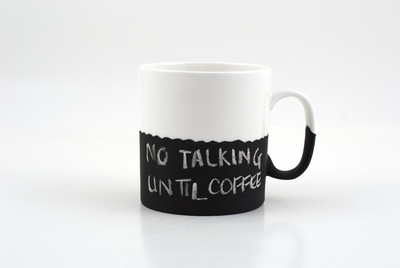 

Poppadum Art Coffee Conversation Chalkboard - HalfnHalf Ceramic Mug(350 ml), Black;white