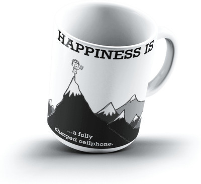 

Ucard Happiness Is1439 Bone China, Ceramic, Porcelain Mug(325 ml), Multicolor