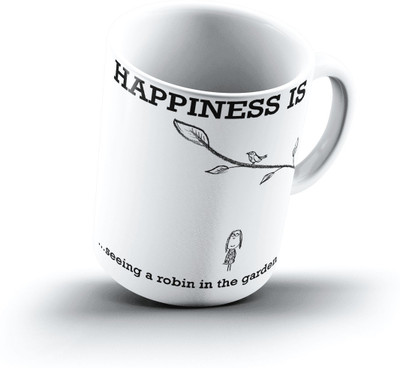 

Ucard Happiness Is1483 Bone China, Ceramic, Porcelain Mug(325 ml), Multicolor