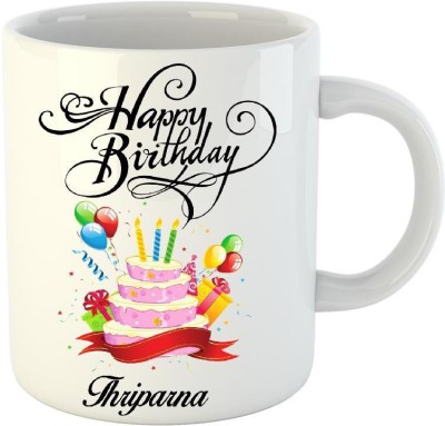 

Huppme Happy Birthday Thriparna White (350 ml) Ceramic Mug(350 ml)