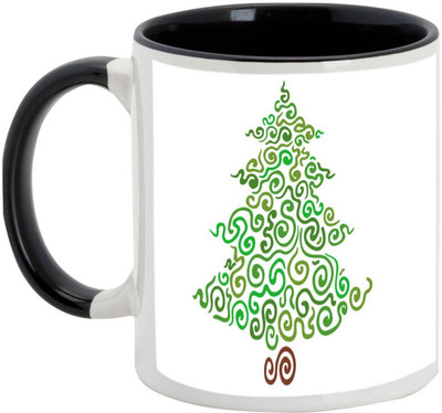 

AllUPrints Sparkling Christmas Tree Ceramic Mug(325 ml), Black