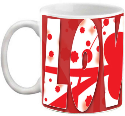 

EFW Happy Valentines Day OR Happy Anniversary Love U Red Theme Printed Coffee Ceramic Mug(325 ml)