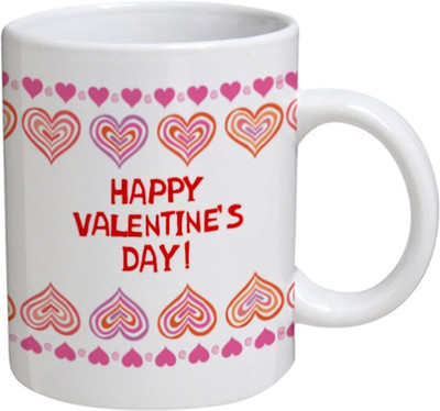 

My Bestow Happy Valentine's Day - MyBestow White Plain Coffee Ceramic Ceramic Mug(320 ml), Multicolor