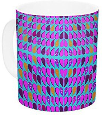 Kess InHouse InHouse Fernanda Sternieri Optical Paisley Purple Pink Ceramic Coffee, 11 oz, Multicolor Ceramic Mug(60 ml)