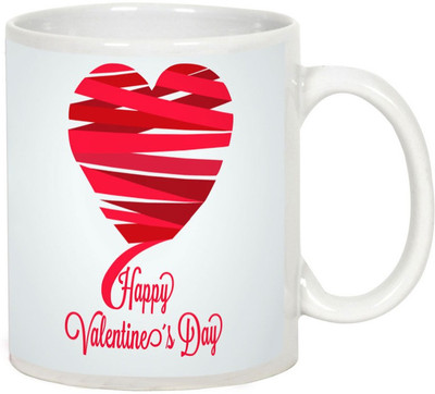 

AllUPrints Happy Valentine's Day White Ceramic Mug(325 ml)
