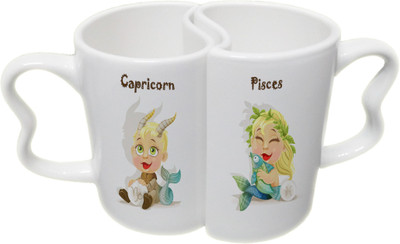 

Ucard Capricorn and Pisces Zodiac Sign Couple Bone China, Ceramic, Porcelain Mug(325 ml), Multicolor
