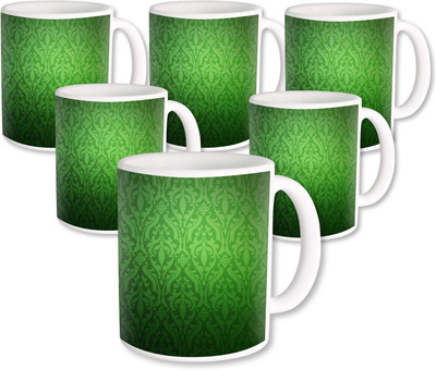 

Heyworlds Gifts for Pattern Design set six 06 Ceramic Mug(325 ml, Pack of 6), Multicolor