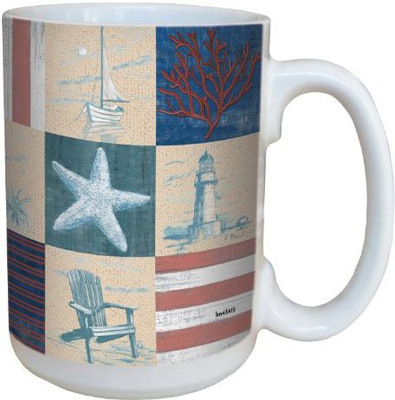 

Tree-Free Greetings Greetings lm43415 Red White and Blue American Coast by Paul Brent Ceramic with Full-Sized Handle, 15-Ounce Ceramic Mug(60 ml), Multicolor