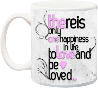 

ME&YOU Valentine's/Anniversary Gift;There is Only One Hapiness in Life to Love and Be Loved 3D Print Ceramic Mug(325 ml), Multicolor