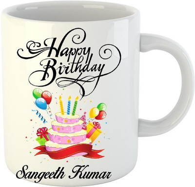 

Huppme Happy Birthday Sangeeth White (350 ml) Ceramic Mug(350 ml)