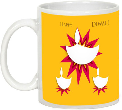 

AllUPrints Gifts For Deepawali - Prosperous Happy Diwali Design 28 Ceramic Mug(325 ml), White