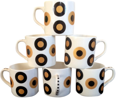 

Pearl Pooja-245 Gold Bone China(Multicolor, Pack of 6)