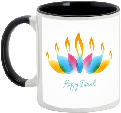 

AllUPrints Gifts For Diwali - Have A Prosperous Deepawali Ceramic Mug(325 ml), Black