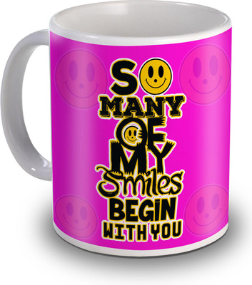 

SKY TRENDS So Many Of My Smiles Begin With You Gifts For Valentine's Day Ceramic Mug(350 ml), White