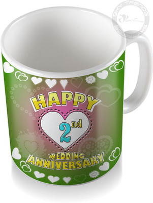 

SKY TRENDS 2nd Happy Wedding Anniversary Coffee Ceramic Mug(320 ml), White