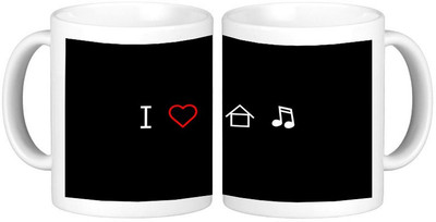 Shopmillions I Love Music Ceramic Mug(300 ml), White