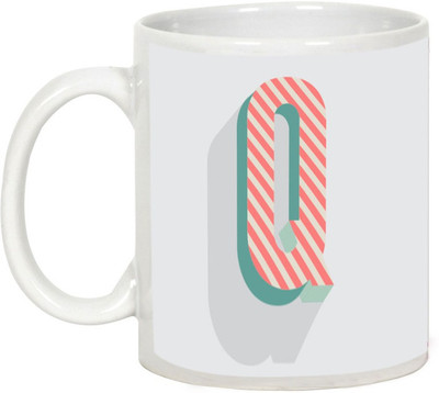 

AllUPrints Retro Design Alphabet Letters "Q" Ceramic Mug(325 ml), White