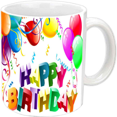 

Raj Laxmi b'day balloons celebration white Ceramic Mug(350 ml)
