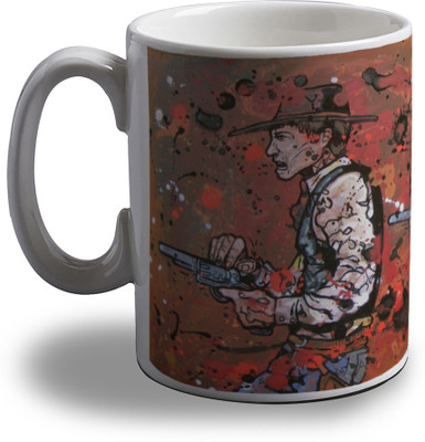 Artifa Cowboy Shooting Artistic Ceramic, Porcelain Coffee Mug(350 ml)