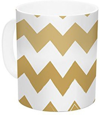

Kess InHouse InHouse KESS Original Candy Cane Gold Chevron Ceramic Coffee, 11 oz, Multicolor Ceramic Mug(60 ml)