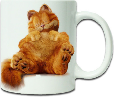 

Maison N Mode Sleeping Cat Coffee Ceramic Mug(330 ml), Multicolor