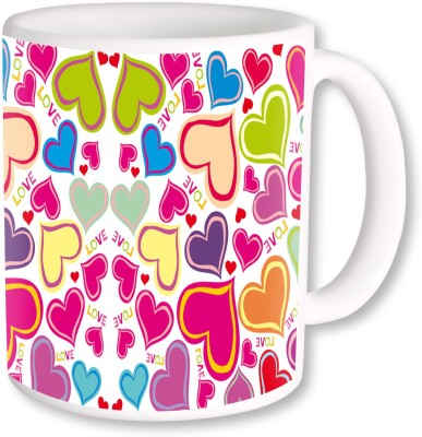 

Heyworlds gifts for love heart design Ceramic Mug(325 ml), Multicolor