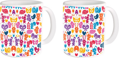 

Heyworlds gifts for love heart design 02 Ceramic Mug(325 ml, Pack of 2), Multicolor
