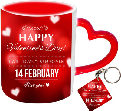 

Raj Laxmi 14th feb keyring red handle valentine Ceramic Mug(350 ml)