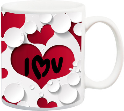 

ME&YOU Gift for Husband/Wife/Girlfriend/Boyfriend Lover;Love I Love You Red printed Ceramic Mug(325 ml), Multicolor