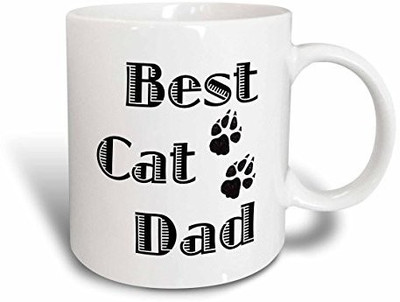 3dRose Best Cat Dad Father Dad Daddy Cat People Ceramic, 11-Ounce Ceramic Mug(60 ml), Multicolor