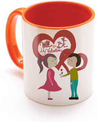 

SKY TRENDS Valentine Gift for Girlfriend Love Printed I Love U Forever Perfect for Her Him Wife Fiance Anniversary And Birthday STGD011 Ceramic Mug(325 ml), Orange