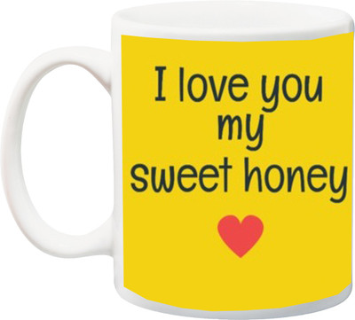 

ME&YOU Gift for Husband/Wife/Boyfriend/Girlfriend for Valentine's Day/Anniversary;I Love You My Sweet Honey Print In Black Font In Yellow BG Printed Ceramic Mug(325 ml), Multicolor