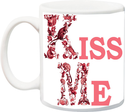 

ME&YOU Gift for Husband/Wife/Girlfriend/Boyfriend/Lover;"Kiss Me Red 3D printed Ceramic Mug(325 ml), Multicolor