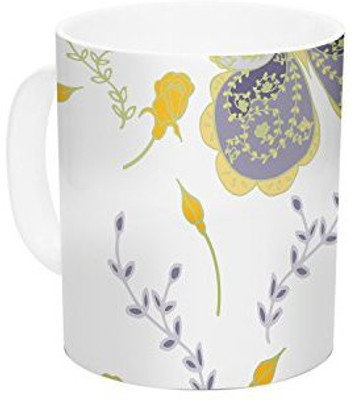 

Kess InHouse InHouse Anneline Sophia Leafy Butterflies Yellow Purple Butterfly Ceramic Coffee, 11 oz, Multicolor Ceramic Mug(60 ml)