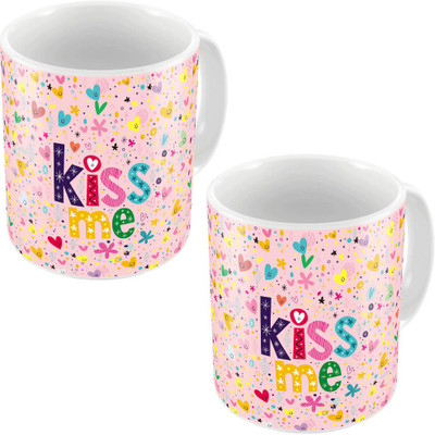 

Kaarigar Little India Designer Romantic Pink Coffees Pair 671 Ceramic Mug(300 ml, Pack of 2)