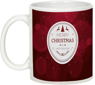 

AllUPrints Glittering Christmas Ceramic Mug(325 ml), White
