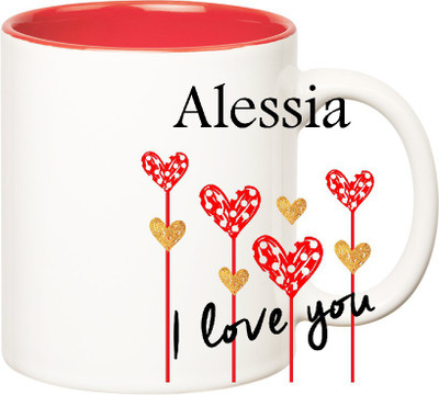 

Huppme I Love You Alessia Inner Red (350 ml) Ceramic Mug(350 ml), Red;white