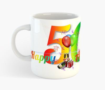 

Deeher Gifts Happy 50th Anniversary Ceramic Mug(350 ml), Multicolor