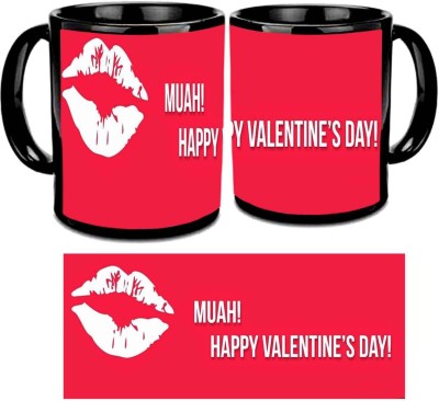 

Raj Laxmi Valentine kiss black Ceramic Mug(350 ml)