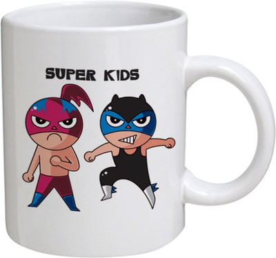 

My Bestow Super Kids - MyBestow White Plain Coffee Ceramic Ceramic Mug(320 ml), Multicolor